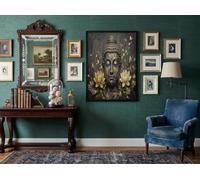 Grand Tableau Decoration Murale Sculpture Antique Fissurée Impression Sur Toile Moderne Murale Lotus Rétro Wabi-Sabi Pour Salon Chambre Bureau, Art Mural Tableau Gris Anthracite 60X80Cm Sans Cadre