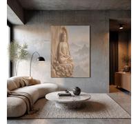 Grand Tableau Decoration Murale Sculptures Grottes D'Inspiration Zen Impression Sur Toile Moderne Murale Paysage Montagnes Est Pour Salon Chambre Bureau, Art Mural Tableau Beige 60X80Cm Sans Cadre