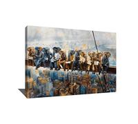 Grand Tableau Éléphant - Affiche Décoration Murale New York - Impression Sur Toile Humoristique - Tableau Gratte Ciel - Cadre Décoration Murale Bureau - Toile Animaux en Costume (60x40cm)