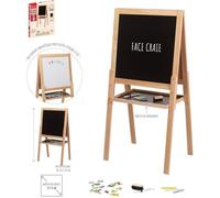 Jeujura - Grand Tableau Multifonctions en Bois - Jeu d'imitation - Une Ardoise en Bois - Une Ardoise Blanche magnétique - Tablette de Rangement - Ecrire - Dessiner - A partir de 3 Ans - 8748