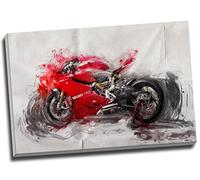 Grand tableau sur toile tendue avec impression d’une moto Ducati, grand format A1, 76,2 x 50,8 cm