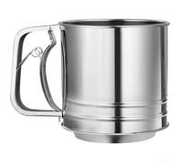 Grand tamis à farine en acier inoxydable avec manivelle, capacité de 5 tasses pour un tamisage efficace, design en maille fine, double couche, poignée confortable pour la fabrication de gâteaux et la