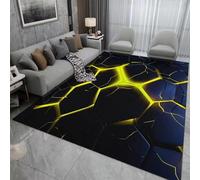 Grand Tapis 3D Imprimé Volcan Lave et Cratère de Magma pour Chambre Salon Salle à Manger Cuisine Salle de Bain Paillasson,Tapis de Sol pour Salle de Jeux Garçon Fille Ado (Yellow Black,80x120 cm)