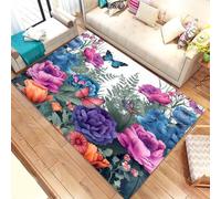 Grand Tapis 3D Plante Feuilles Fleurs Tapis Salon Chambre Jeux d'enfants Tapis De Sol Famille Tapis De Bienvenue Flanelle Paillasson Antidérapant 180 X 280 Cm - Nettoyage Facile /6362289054727