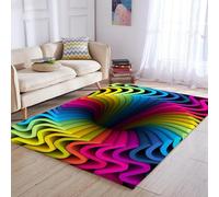 Grand Tapis 3D Texture Géométrique Abstraite Tapis Salon Chambre Jeux d'enfants Tapis De Sol Famille Tapis De Bienvenue Flanelle Paillasson Antidérapant 80 X 160 Cm - Nettoyage Facile /2328307617664