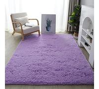 Grand tapis à poils longs, lavable, antidérapant, doux, pour salon, chambre à coucher, chambre d'enfant, design moderne, 120 x 160 cm, violet