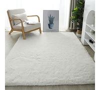 Grand tapis à poils longs, super doux, antidérapant et lavable, pour salon, chambre à coucher et chambre d'enfant, design moderne, beige, 80 x 160 cm