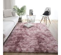 Grand tapis à poils longs ultra doux effet tie-dye confortable pour salon moderne et traditionnel Rouge foncé 60 x 200 cm