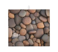 Grand tapis absorbant imprimé Pebbles in the Beach 45,7 x 40,6 cm - Tapis de comptoir de cuisine absorbant à suspendre pour le rangement de la vaisselle et des ustensiles de cuisine