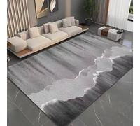 Grand tapis abstrait antidérapant à poils courts moderne pour salon, chambre à coucher, bureau, décoration d'intérieur, simple ondulé, gris - 200 x 250 cm