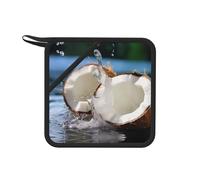 Grand tapis anti-brûlure carré en silicone en forme de noix de coco - 18 cm - Convient pour poêles, fours, grills, service à thé