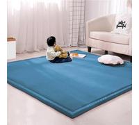 Grand tapis antidérapant en velours éponge épais pour jeux d'enfants, éveil et étude - Pour yoga, cuisine ou étude - 60 x 150 cm - Bleu