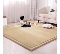 Grand tapis antidérapant en velours éponge épais pour jeux d'enfants, éveil et yoga, cuisine ou étude Beige 100 x 120 cm