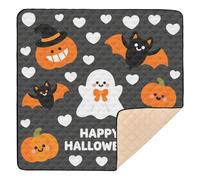 Grand tapis antidérapant pour bébé, fantôme, cœur, citrouille, gris, orange, pour jouer sur le sol, non toxique, pliable, pour bébés, nourrissons, tout-petits, 127 x 127 cm