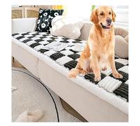 Grand tapis carré à carreaux de couleur crème pour animal domestique - Protection amusante et pelucheuse pour chien, chat - Couverture de canapé pour matelas