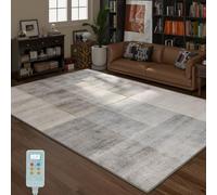 Grand tapis chauffant, tapis chauffant électrique en graphène avec thermostat et minuterie, tapis de sol chauffant portable, chauffage d'appoint pour bureaux(A,47.2x78.7in)