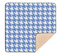 Grand tapis d'activité classique bleu blanc motif pied-de-poule pour bébé, confortable, respirant, rembourré pour bébés, nourrissons, tout-petits, 127 x 127 cm