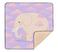 Grand tapis d'activités pour bébé avec motif nuage - Motif éléphant rose - Pour intérieur et extérieur - Portable - Pour bébés et tout-petits - 127 x 127 cm