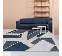 Grand tapis de 2 x 2,5 m, bleu, gris, blanc, jaune, géométrique, décoration moderne, bleu, 200 x 250 cm, tapis lavable pour salon, accessoires de décoration de sol, tapis de décoration de sol