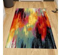 Grand tapis de 2 x 2,5 m, imprimé moderne abstrait, rouge, vert, noir, jaune, multicolore, 200 x 250 cm, lavable pour salon, accessoires de décoration de sol, tapis de décoration de sol