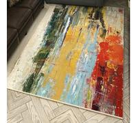 Grand tapis de 2 x 2,5 m, rouge Art Déco, vert, imprimé abstrait, moderne, multicolore, 200 x 250 cm, tapis lavable pour salon, accessoires de décoration de sol, tapis de décoration de sol
