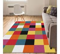 Grand tapis de 2 x 2,5 m, rouge, orange, bleu, noir, vert, jaune, motif géométrique, multicolore, 200 x 250 cm, lavable pour salon, accessoires de décoration de sol, tapis de décoration de sol