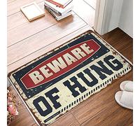 Grand tapis de bain avec panneau de porte Knock Before Entering - Imperméable - Doux et doux pour la peau - Texture pelucheuse - Tapis de sol à poils longs antidérapants pour entrée de maison - 50 x