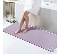 Grand tapis de bain extra long à séchage rapide, super absorbant, envers en caoutchouc antidérapant, pour salle de bain, baignoire, douche, lavabo, lavande (43,2 x 150 cm)