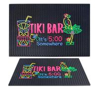 Grand tapis de bar Tiki pour comptoir de 55,9 x 35,6 cm en caoutchouc épais avec panneau « It's 5 O'Clock Somewhere » - Design unique hawaïen - Décorations de fête Luau - Tapis de séchage pour barman