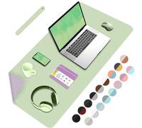 Grand tapis de bureau double face, tapis de souris imperméable en cuir synthétique, tapis de bureau pour ordinateur portable, double usage pour clavier de bureau ou domestique (matcha + violet, 80 x