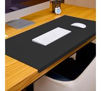 Grand tapis de bureau en cuir, antidérapant, imperméable, tapis de souris en cuir synthétique avec protection des bords pour bureau ou maison, 100 x 50 cm, noir