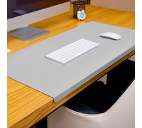 Grand tapis de bureau en cuir, antidérapant, imperméable, tapis de souris en cuir synthétique avec protection des bords pour bureau ou maison, 80 x 40 cm, gris