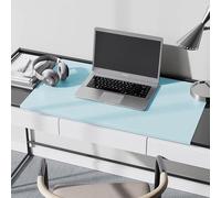 Grand tapis de bureau en cuir imperméable avec protection des bords, pour bureau et maison, 130 x 60 cm, bleu