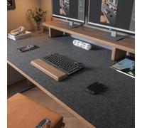 Grand tapis de bureau en feutre avec dos antidérapant, protège-table de bureau lisse pour ordinateur portable, écriture, jeux, tapis de bureau en feutre pour bureau à domicile (noir, 70x30 cm)