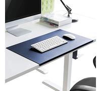 Grand tapis de bureau pour jeux et écriture, avec protection des bords en cuir imperméable, clavier et ordinateur portable 90x50cm bleu