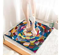 Grand Tapis de Douche, 90x90cm, en Luffa en PVC pour Salle de Bain, Baignoire, Tapis de Sol Antidérapant en Luffa à l'intérieur, Séchage Rapide, Bleu Violet Orange