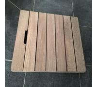 Grand tapis de douche antidérapant en bois de cèdre - Séchage rapide, élégant et durable - Accessoire de salle de bain avec grille de vidange - Parfait pour les maisons modernes (110 cm x 90 cm)