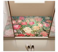 Grand tapis de douche antidérapant en luffa en PVC pour salle de bain - Anti-moisissure - Tapis de sol texturé extra doux - Rose - 80 x 120 cm