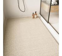 Grand tapis de douche - Tapis de bain antidérapant et anti-moisissure, confortable et doux avec trou de drainage, lavable et à séchage rapide, pieds de massage (beige, 60 x 120 cm)
