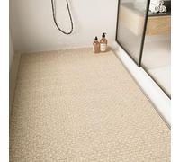 Grand tapis de douche - Tapis de bain antidérapant et anti-moisissure, confortable et doux avec trou de drainage, lavable et à séchage rapide, pieds de massage (blanc, 60 x 120 cm)