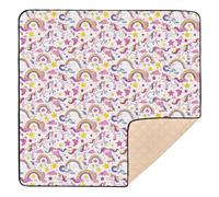 Grand tapis de gym et d'activités antidérapant pour l'intérieur et l'extérieur, motif licornes, nuages, étoiles, dessin animé, imperméable, pour bébés, nourrissons, tout-petits, 127 x 127 cm