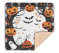 Grand tapis de gym et d'activités effrayant avec cadre en forme de citrouille d'Halloween pour intérieur et extérieur, confortable, respirant, pour bébés, enfants, tout-petits, nourrissons, 127 x 127