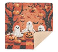Grand tapis de gym et d'activités effrayant pour l'intérieur et l'extérieur Motif citrouille d'Halloween Pour bébé et nourrisson 127 x 127 cm