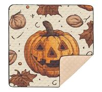 Grand tapis de gym et d'activités pour bébé avec motif citrouille et noisette Happy Halloween - Portable - 127 x 127 cm