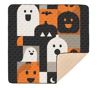 Grand tapis de gym et d'activités pour intérieur et extérieur Motif géométrique Halloween Esprit et citrouille Pour bébé et enfant 127 x 127 cm