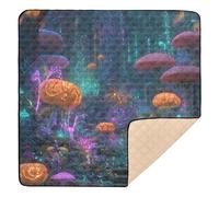 Grand tapis de gym et d'activités pour l'intérieur et l'extérieur Motif champignon citrouille safari Pour bébé et nourrisson 127 x 127 cm