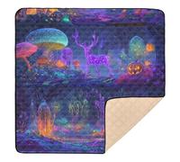 Grand tapis de gym et d'activités pour l'intérieur et l'extérieur Motif citrouille fluo Safari Confortable pour bébés, nourrissons et tout-petits, 127 x 127 cm