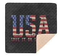 Grand tapis de gym et d'activités pour l'intérieur et l'extérieur Motif drapeau américain imperméable rembourré pour bébés, nourrissons et tout-petits, 127 x 127 cm