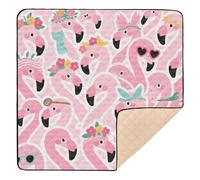 Grand tapis de gym et d'activités pour l'intérieur et l'extérieur - Résistant à l'eau - Motif flamant rose - 127 x 127 cm