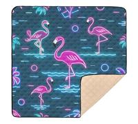 Grand tapis de gym robuste pour bébé, motif flamant rose fluo pour intérieur et extérieur, confortable, respirant, pour bébés, enfants, tout-petits, nourrissons, 127 x 127 cm